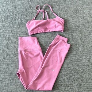 ALO Yoga Pink Sports Bra and Leggings Set